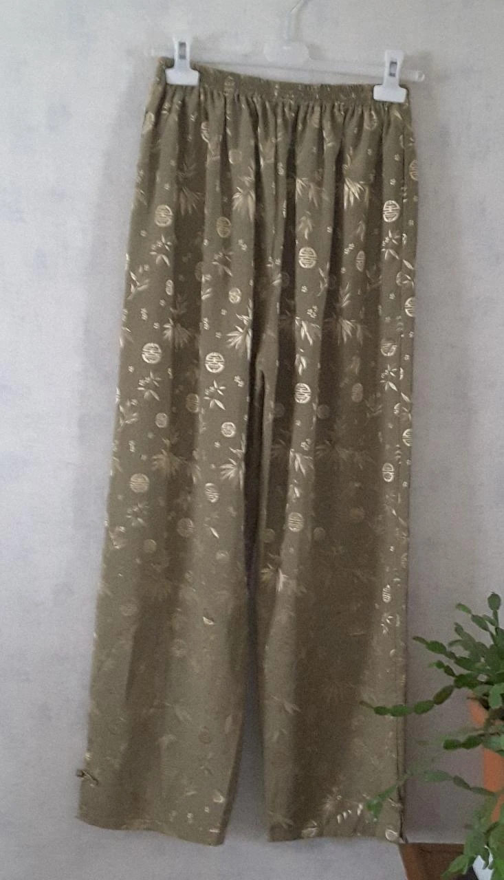 Ensemble pantalon et robe-tunique longue – Vert bronze et doré  - XL
